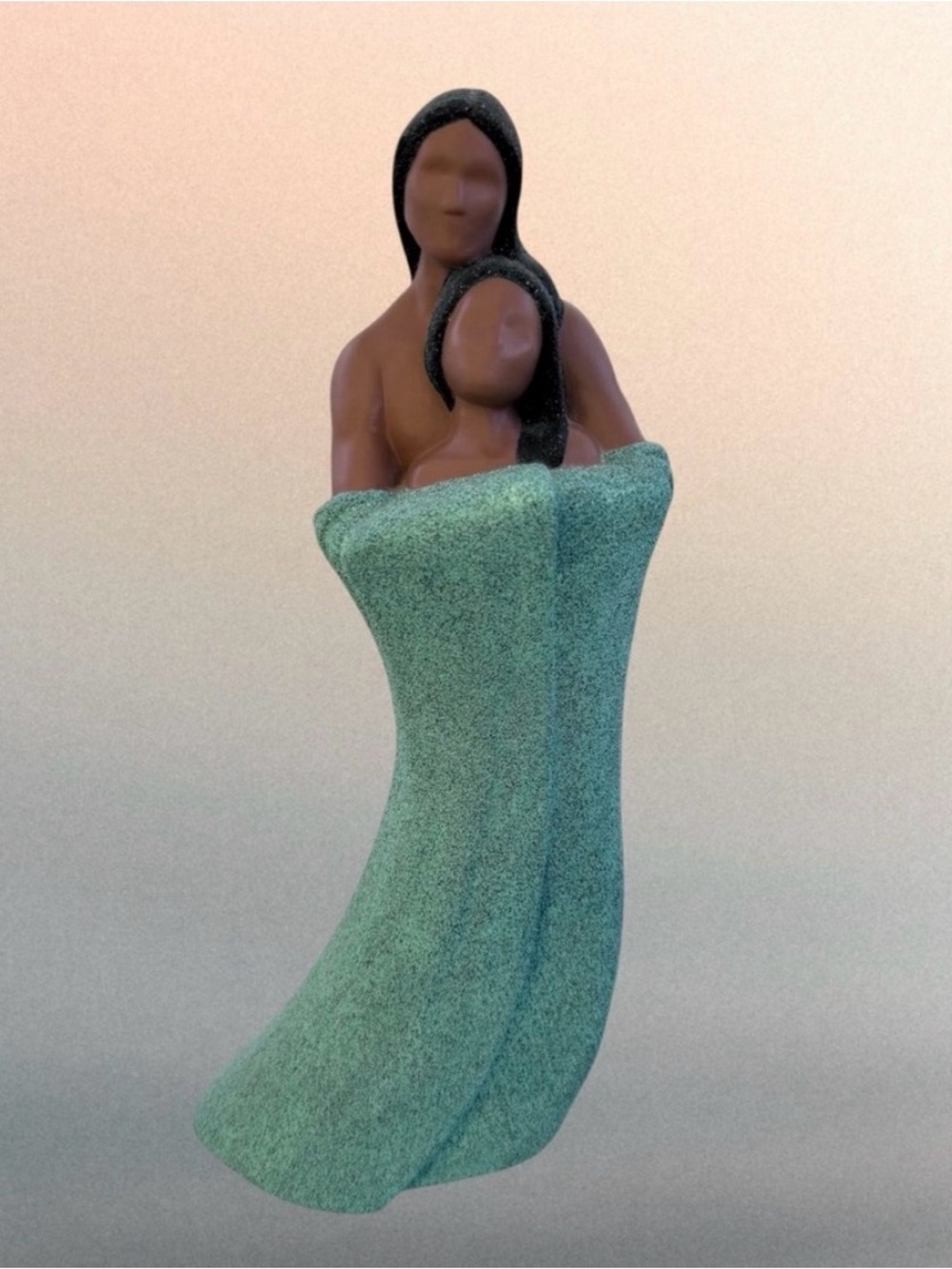 Native American-Style Embracing Couple Ceramic Sculpture